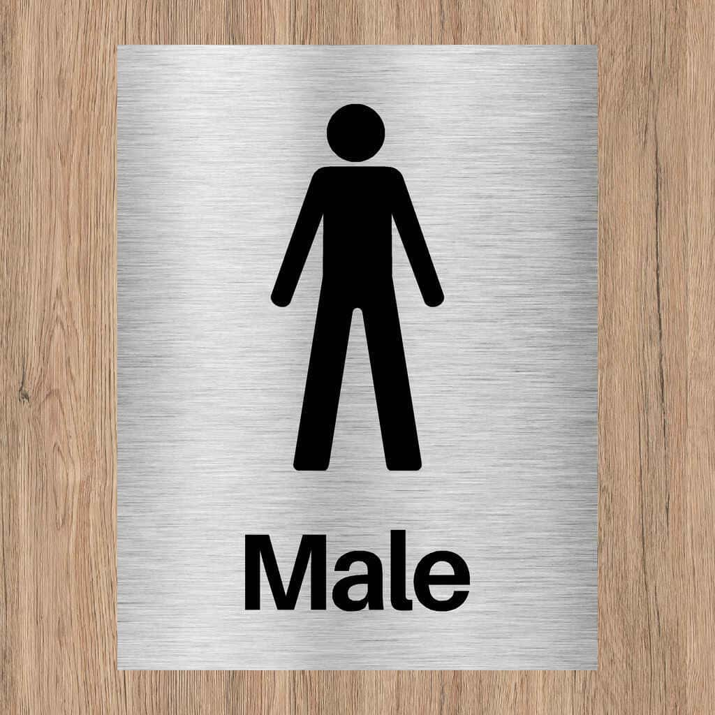 Male Toilet Sign in Brushed Aluminium - The Sign Shed