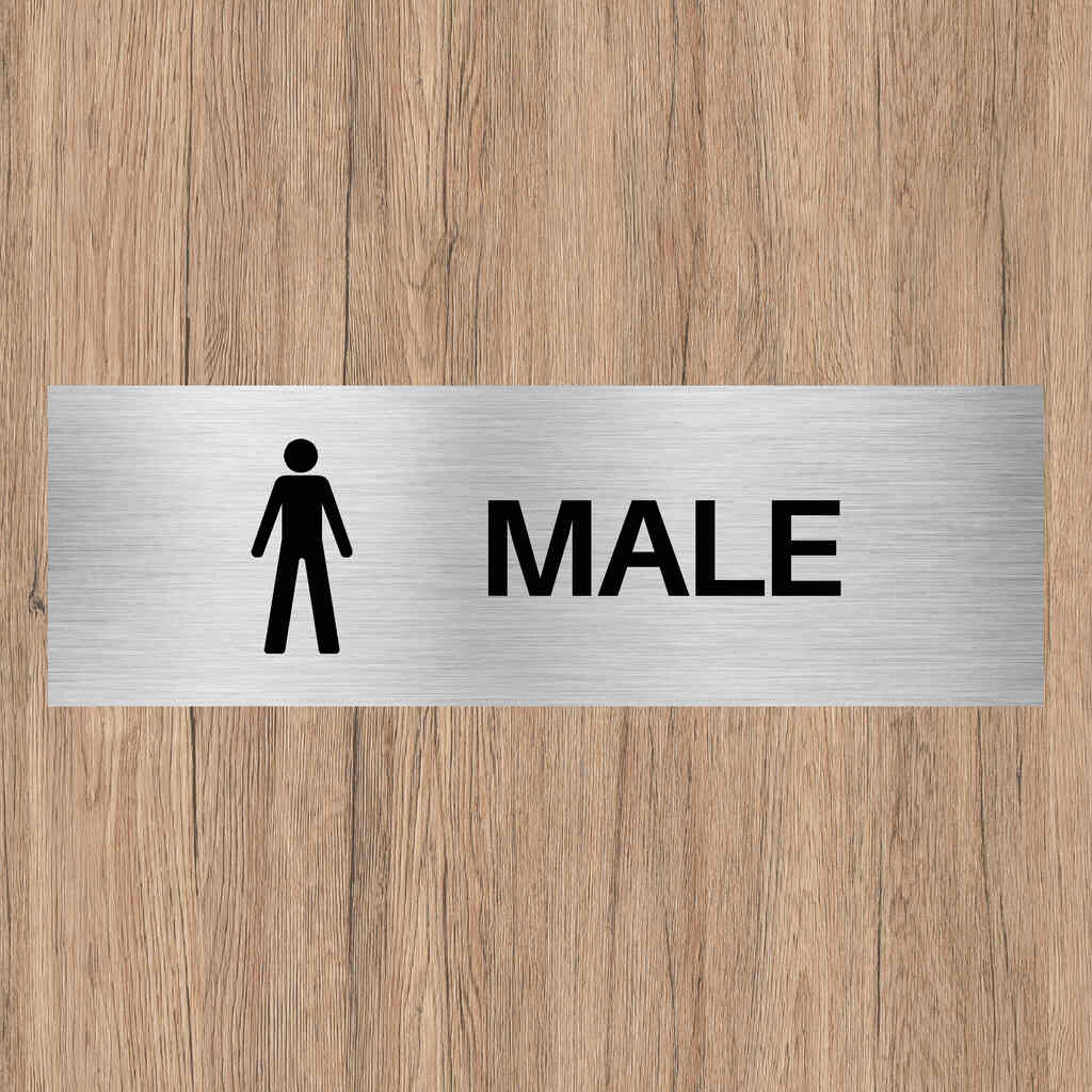 Male Toilet Sign in Brushed Silver CAPS - The Sign Shed