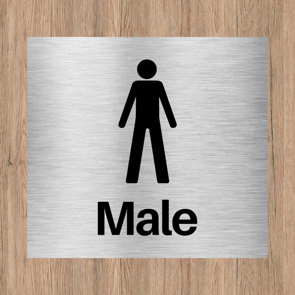 Male Toilets Sign in Brushed Silver - The Sign Shed