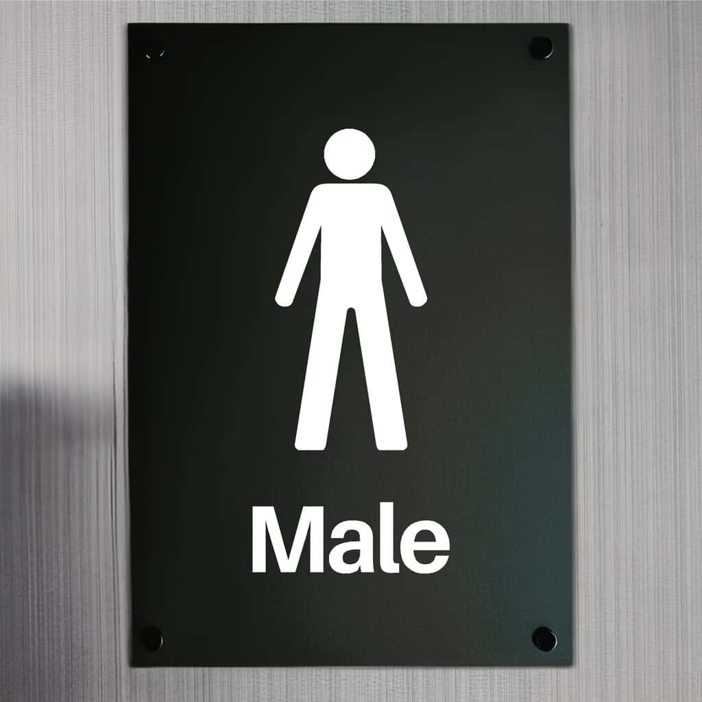 Male Toilets Sign Midnight Black Portrait - The Sign Shed