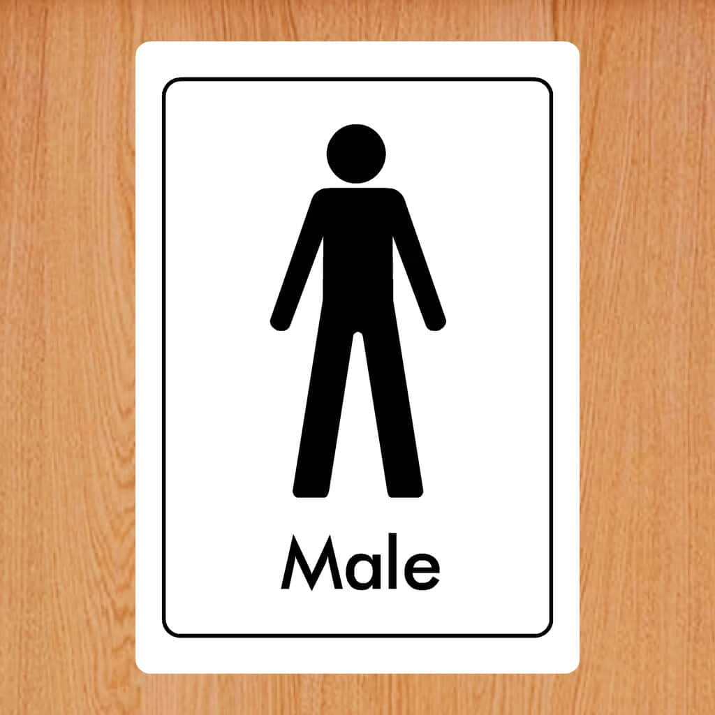 Male White Toilet Sign - The Sign Shed