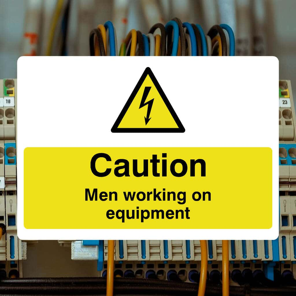 Men Working On Equipment Electrical Sign - The Sign Shed