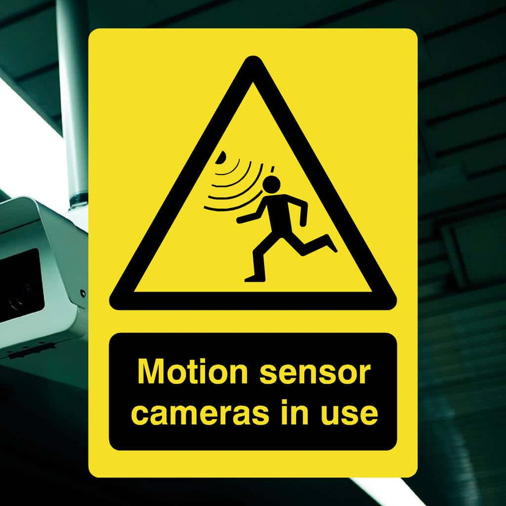 Motion Sensor Cameras Yellow Sign - The Sign Shed