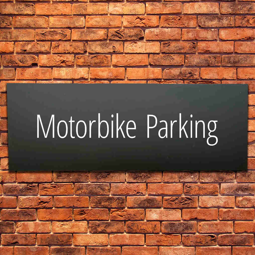 Motorbike Parking Sign Midnight Black Landscape - The Sign Shed