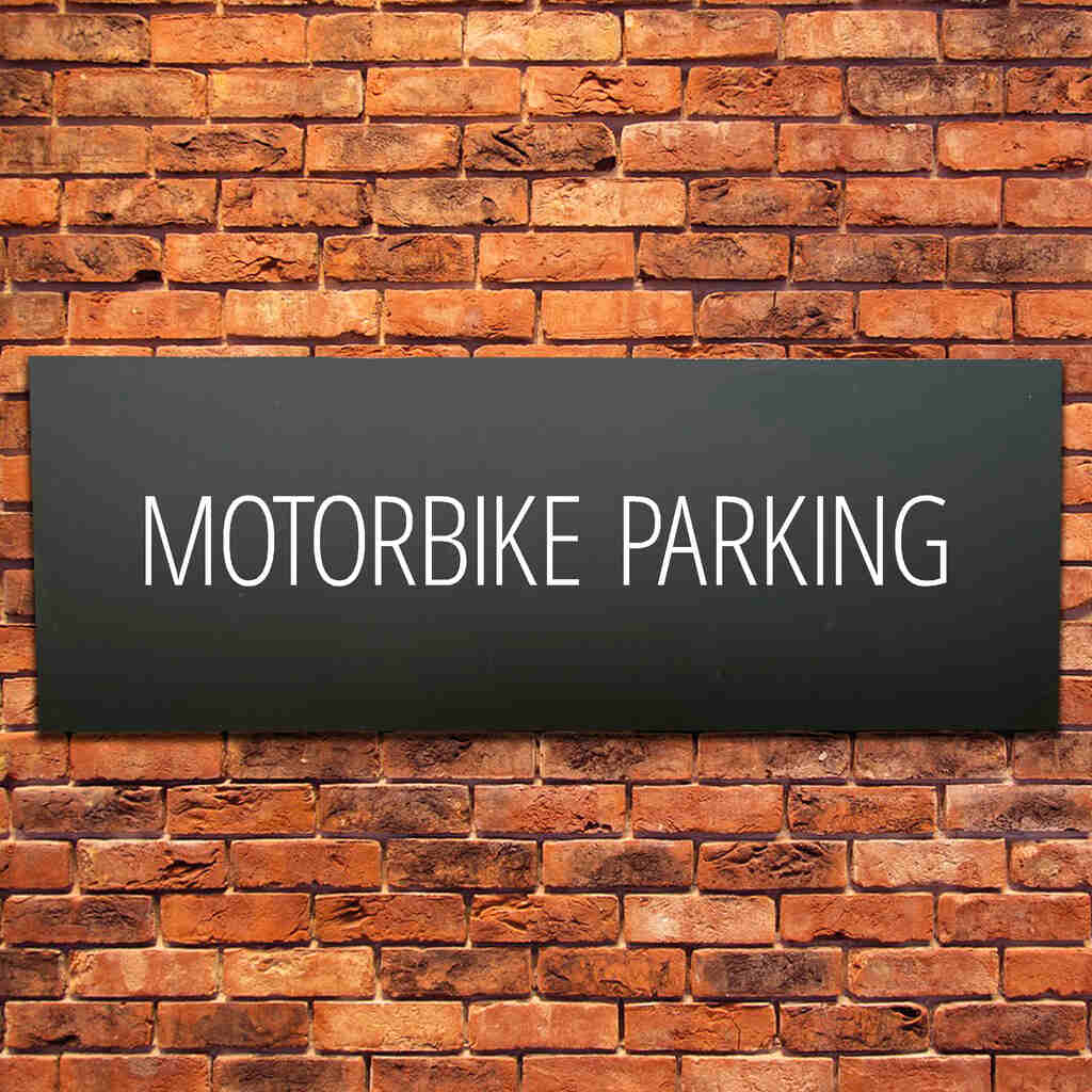 Motorbike Parking Sign Midnight Black Landscape - The Sign Shed