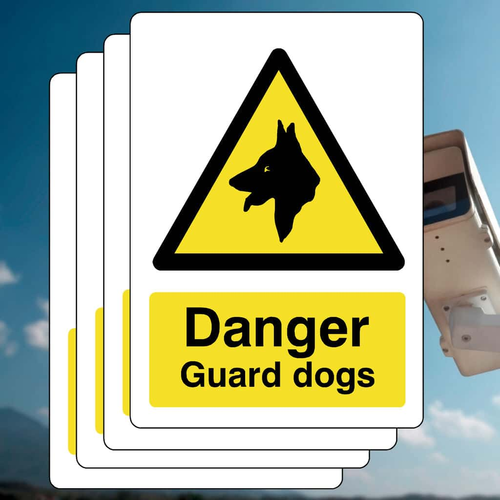 Multipack Danger Guard Dogs Sign | 5 Pack - The Sign Shed