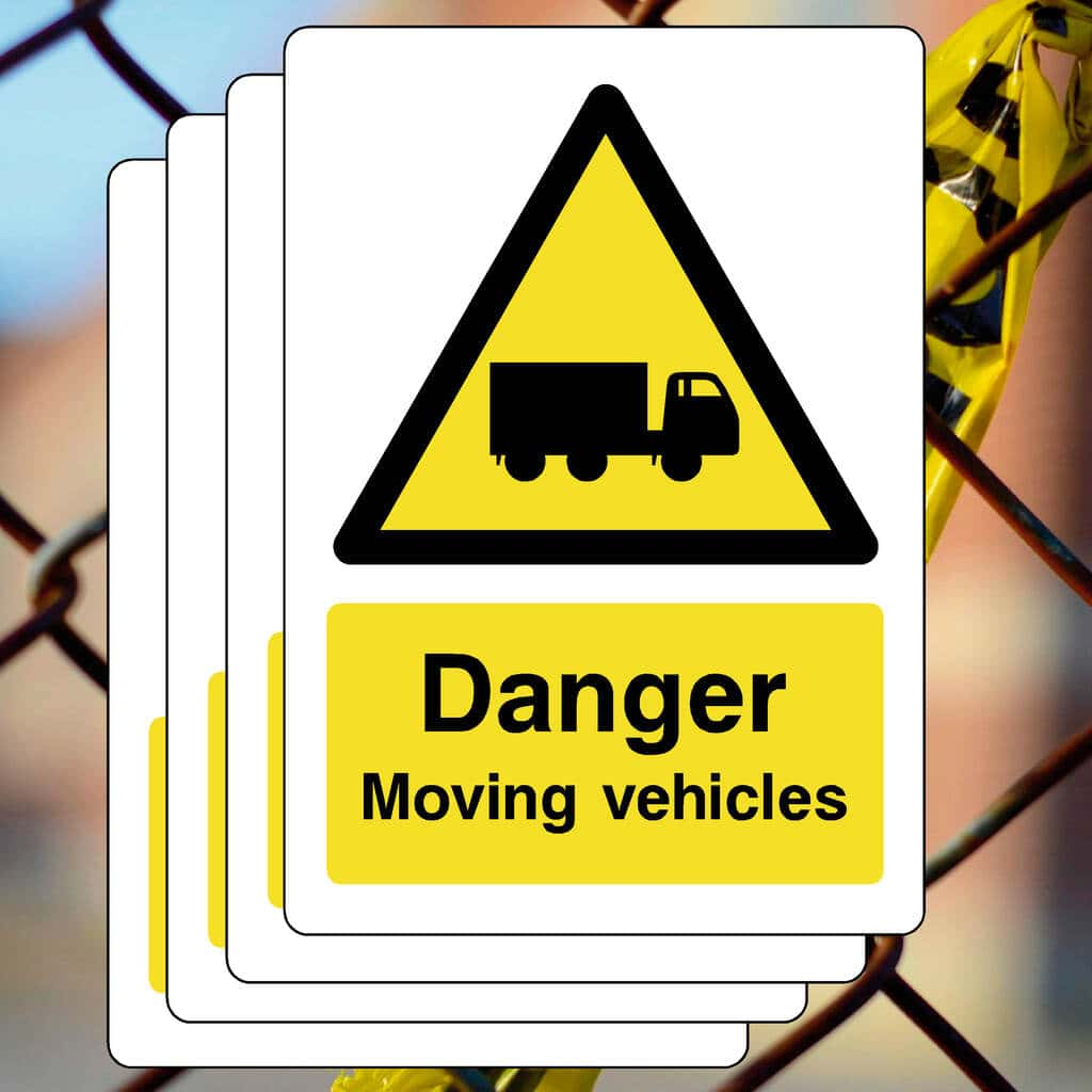 Multipack Danger Moving Vehicles Sign 5 Pack - The Sign Shed