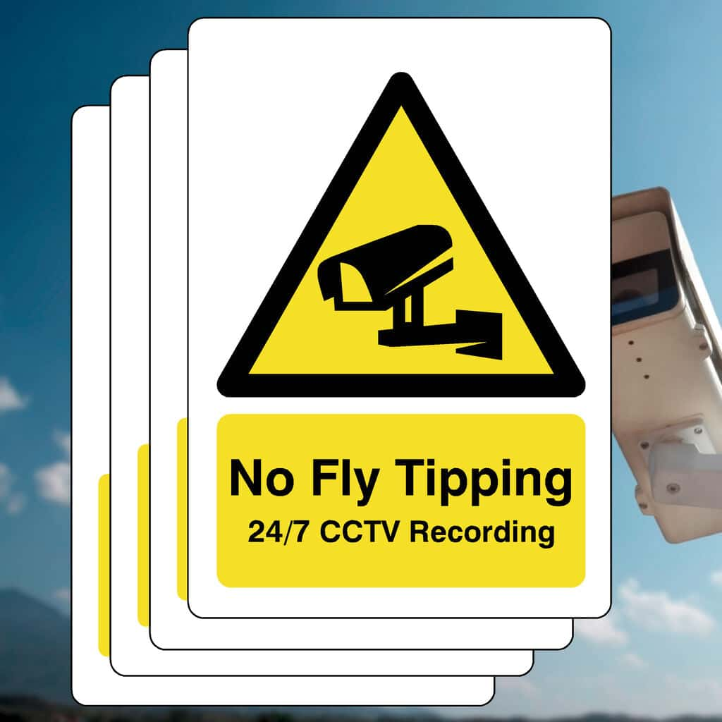 Multipack No Fly Tipping CCTV Recording Sign | Pack of 5 - The Sign Shed