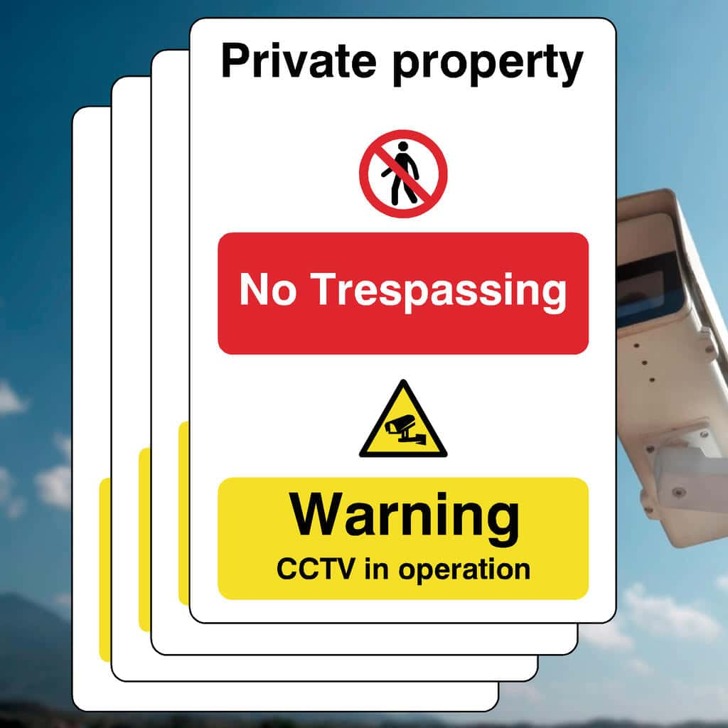 Multipack No Trespassing CCTV Sign | 5 Pack - The Sign Shed