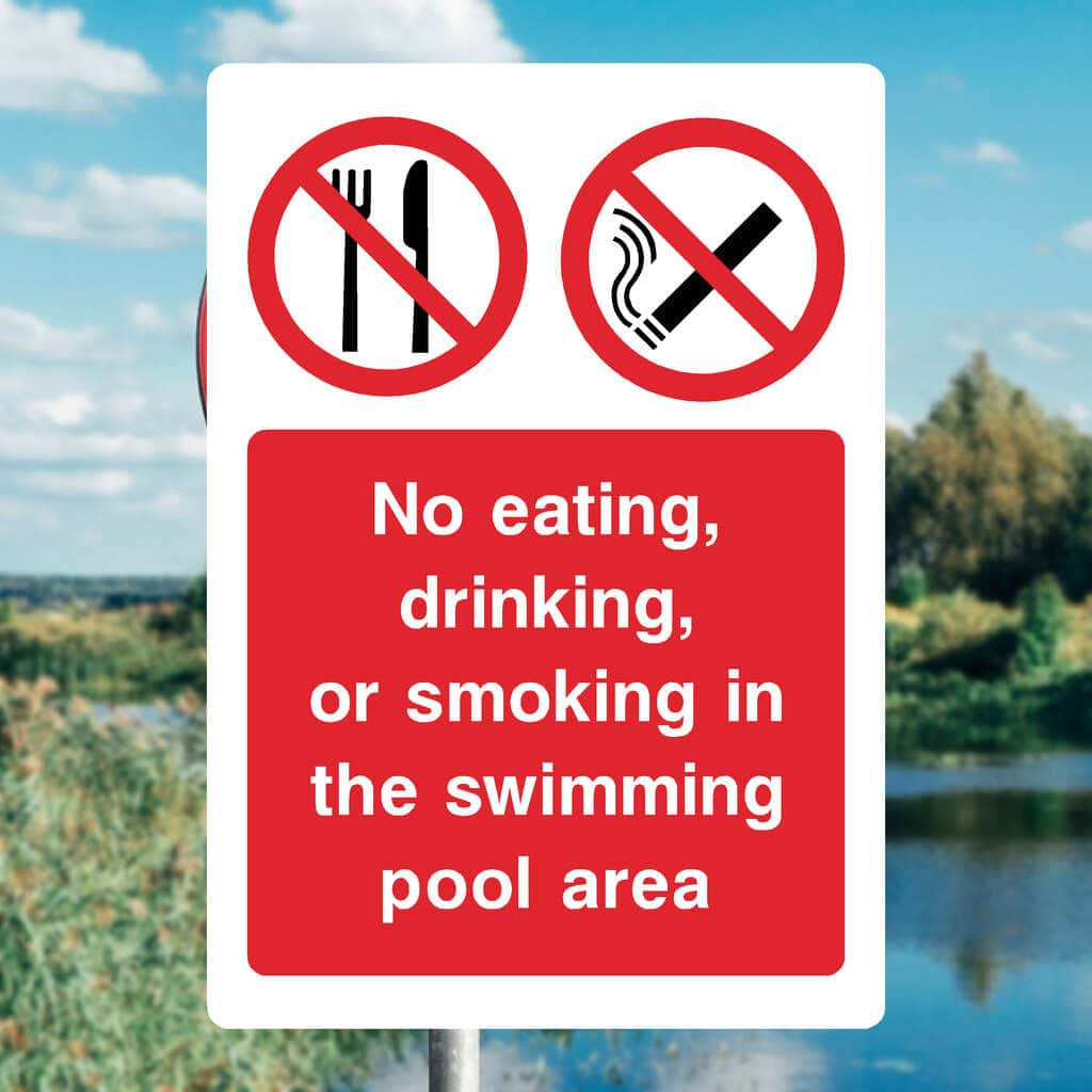 No Eating Drinking Smoking In Pool Area Sign - The Sign Shed