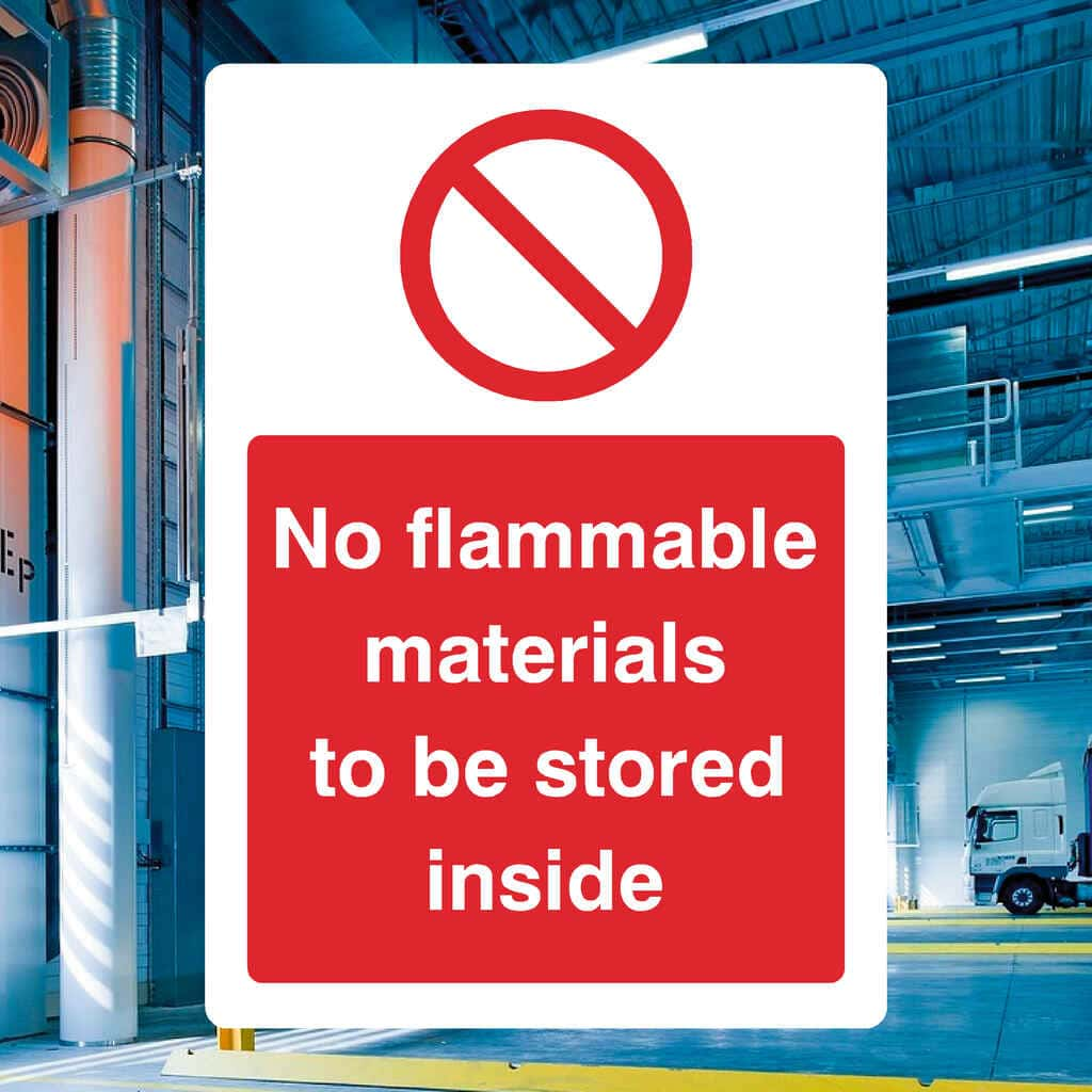 No Flammable Materials Sign - The Sign Shed