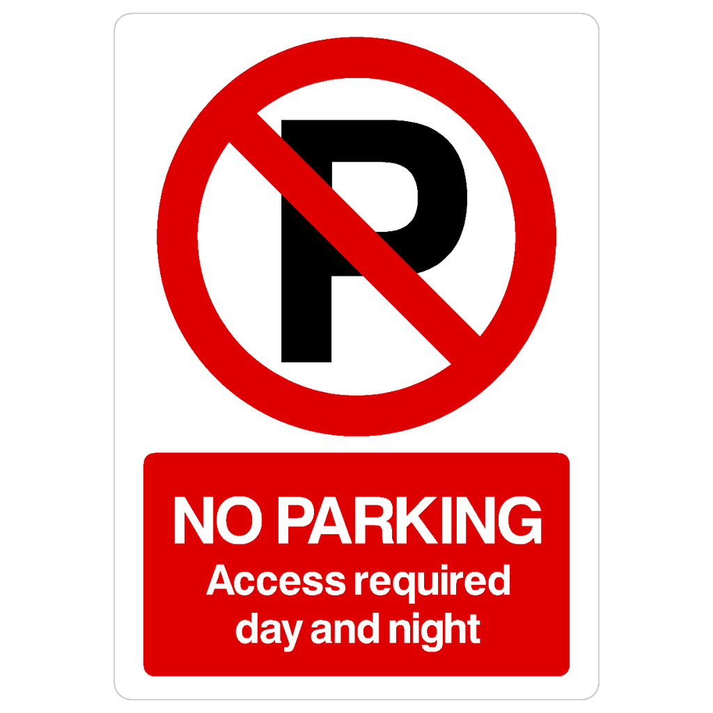 No Parking Access Required Day And Night P Sign Portrait - The Sign Shed