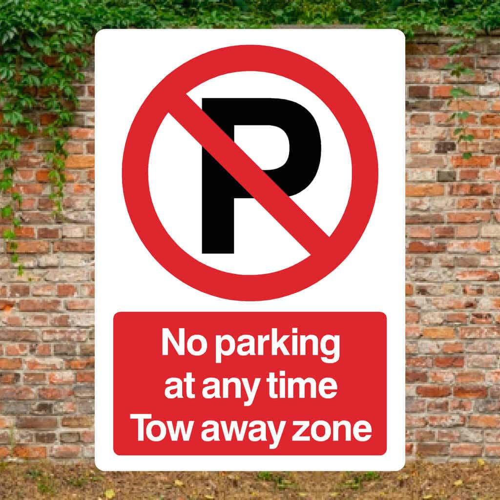 No Parking At Any Time Tow Zone P Sign Portrait - The Sign Shed