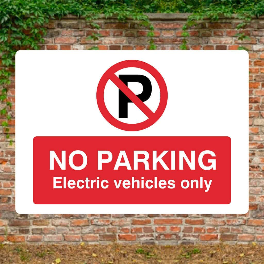 No Parking Electric Vehicles EV Only P Sign Landscape - The Sign Shed