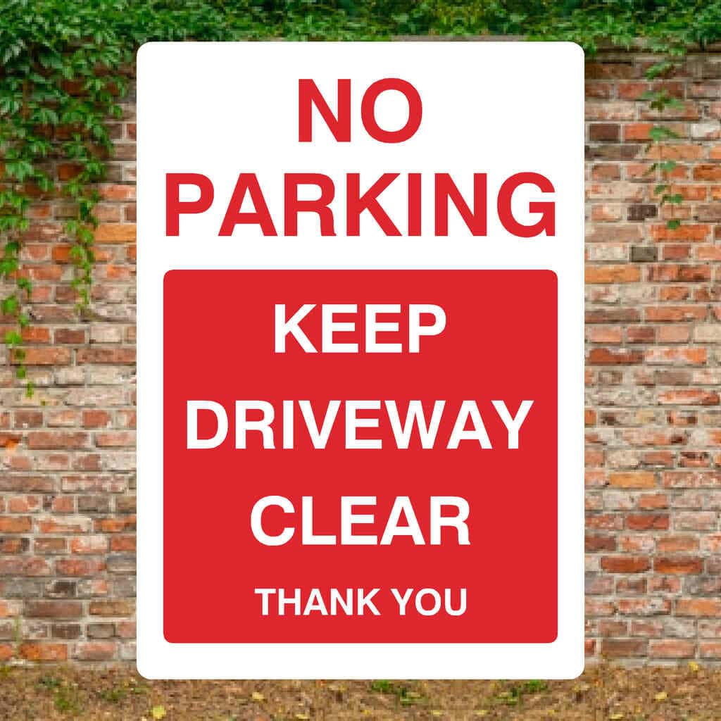 No Parking Keep Driveway Clear Portrait Sign - The Sign Shed