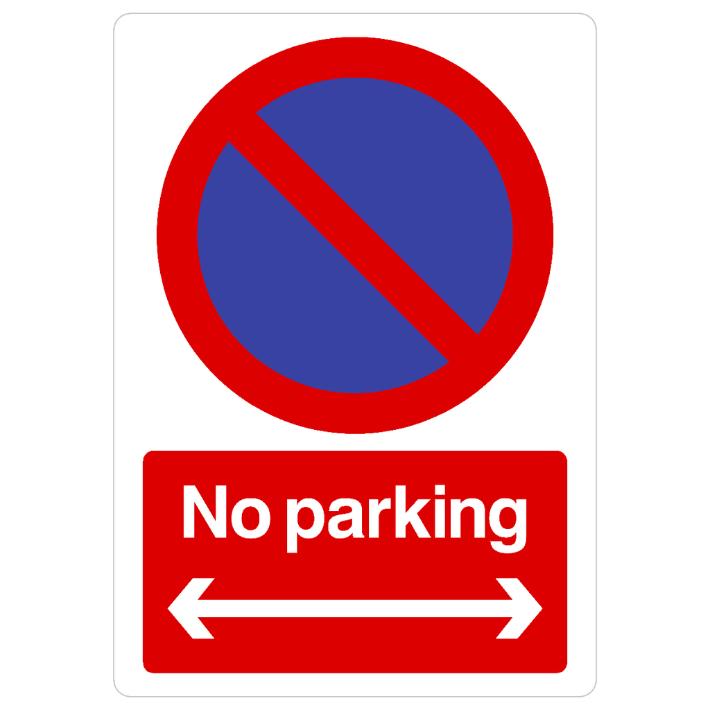 No Parking Left And Right Arrow At Any Time Sign Portrait - The Sign Shed