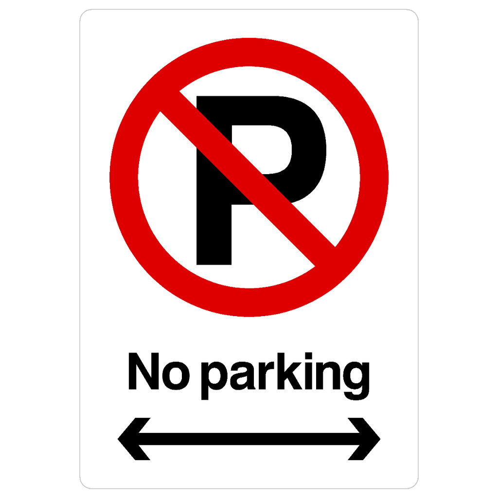 No Parking Left And Right Arrow Prohibition P Sign Portrait - The Sign Shed