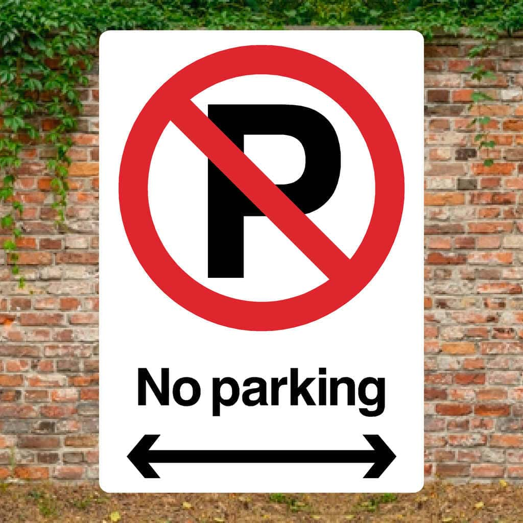 No Parking Left And Right Arrow Prohibition P Sign Portrait - The Sign Shed