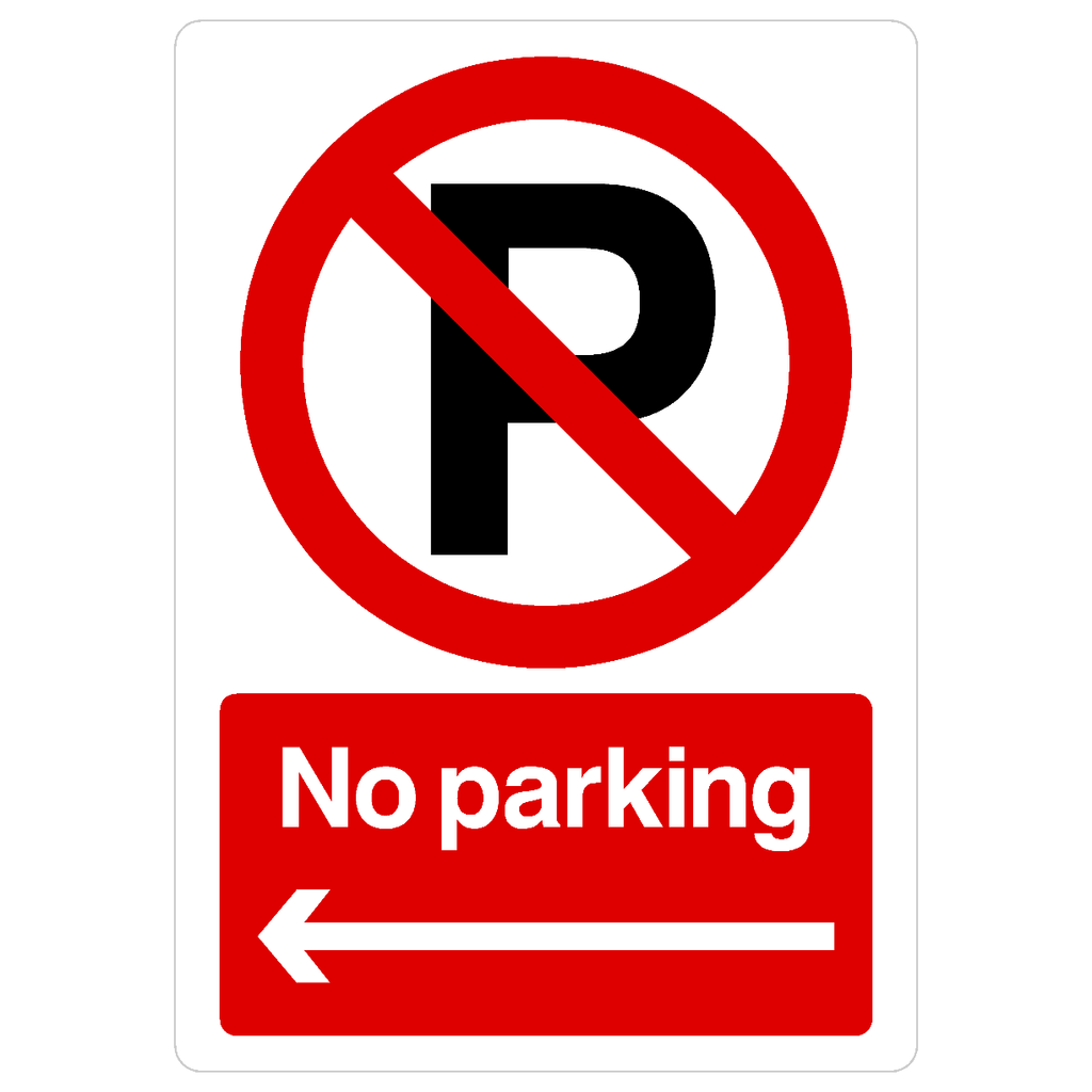 No Parking Left Arrow P Sign Portrait - The Sign Shed