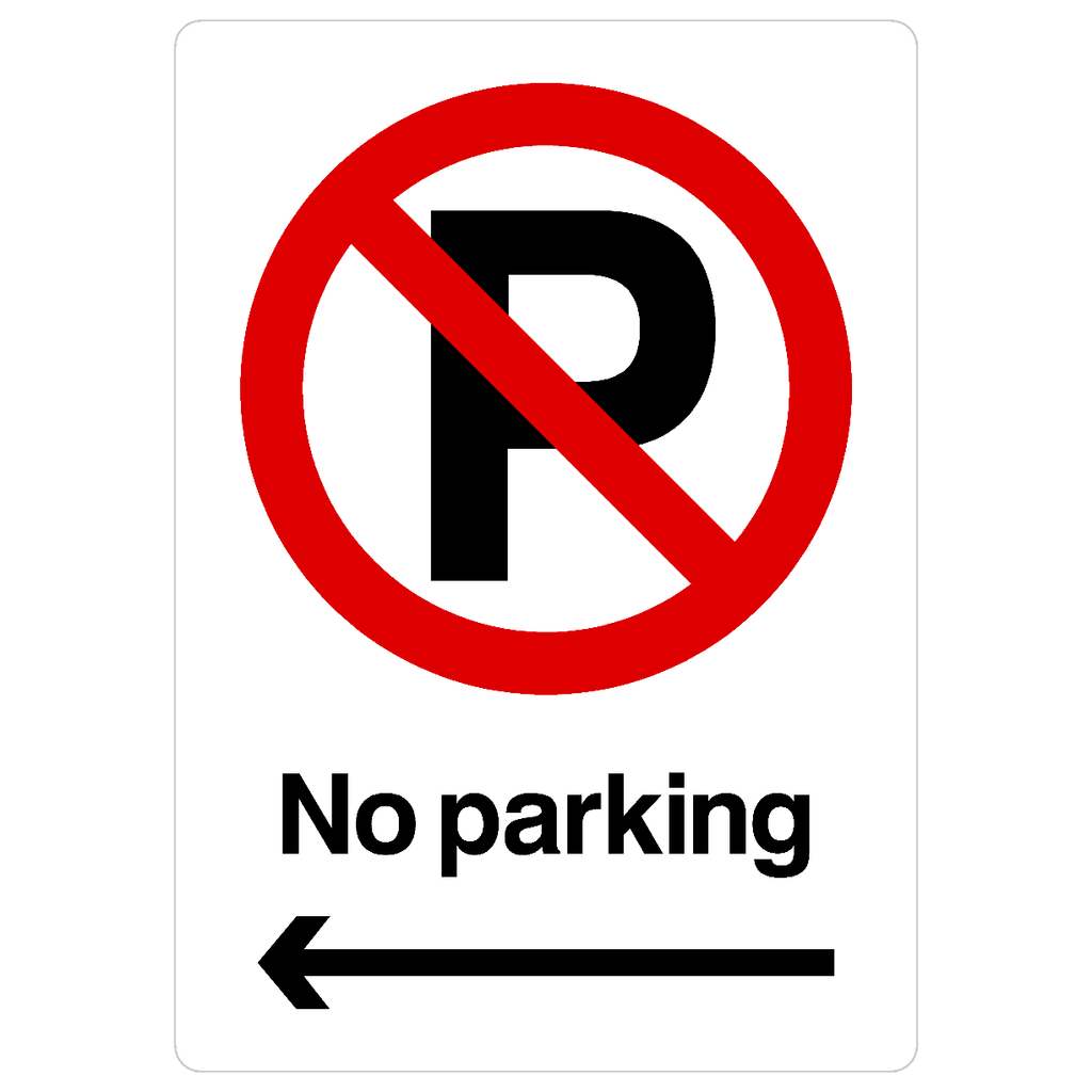 No Parking Left Arrow Prohibition P Sign Portrait - The Sign Shed