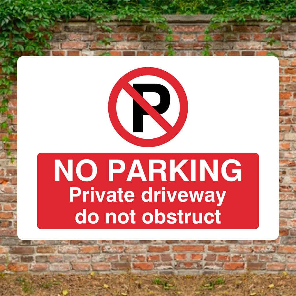 No Parking Private Driveway Do Not Obstruct P Sign Landscape - The Sign Shed