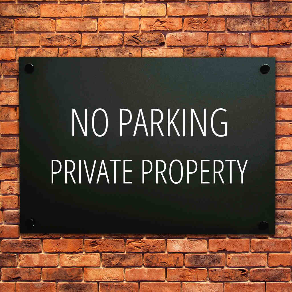 No Parking Private Property Sign Midnight Black Landscape - The Sign Shed