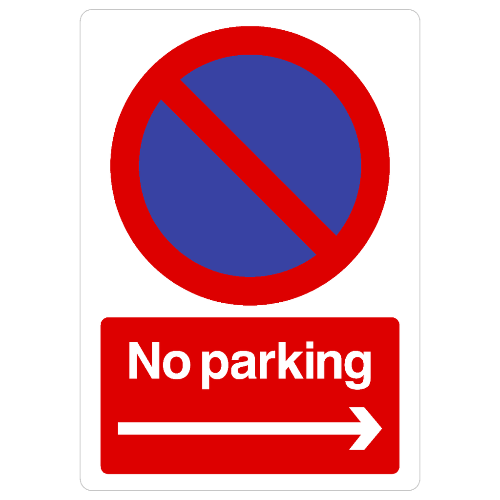 No Parking Right Arrow At Any Time Sign Portrait - The Sign Shed