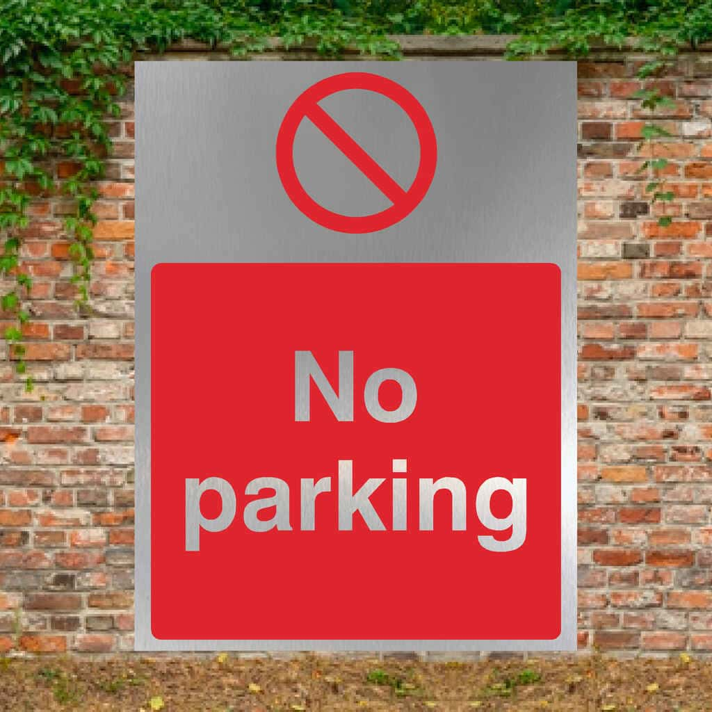 No Parking Sign in Brushed Silver - The Sign Shed