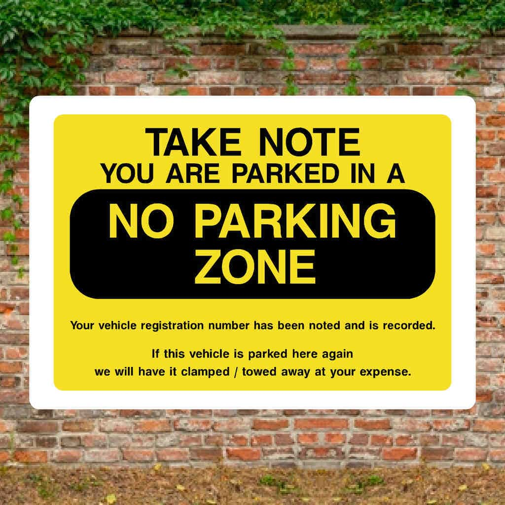 No Parking Zone Sign - The Sign Shed