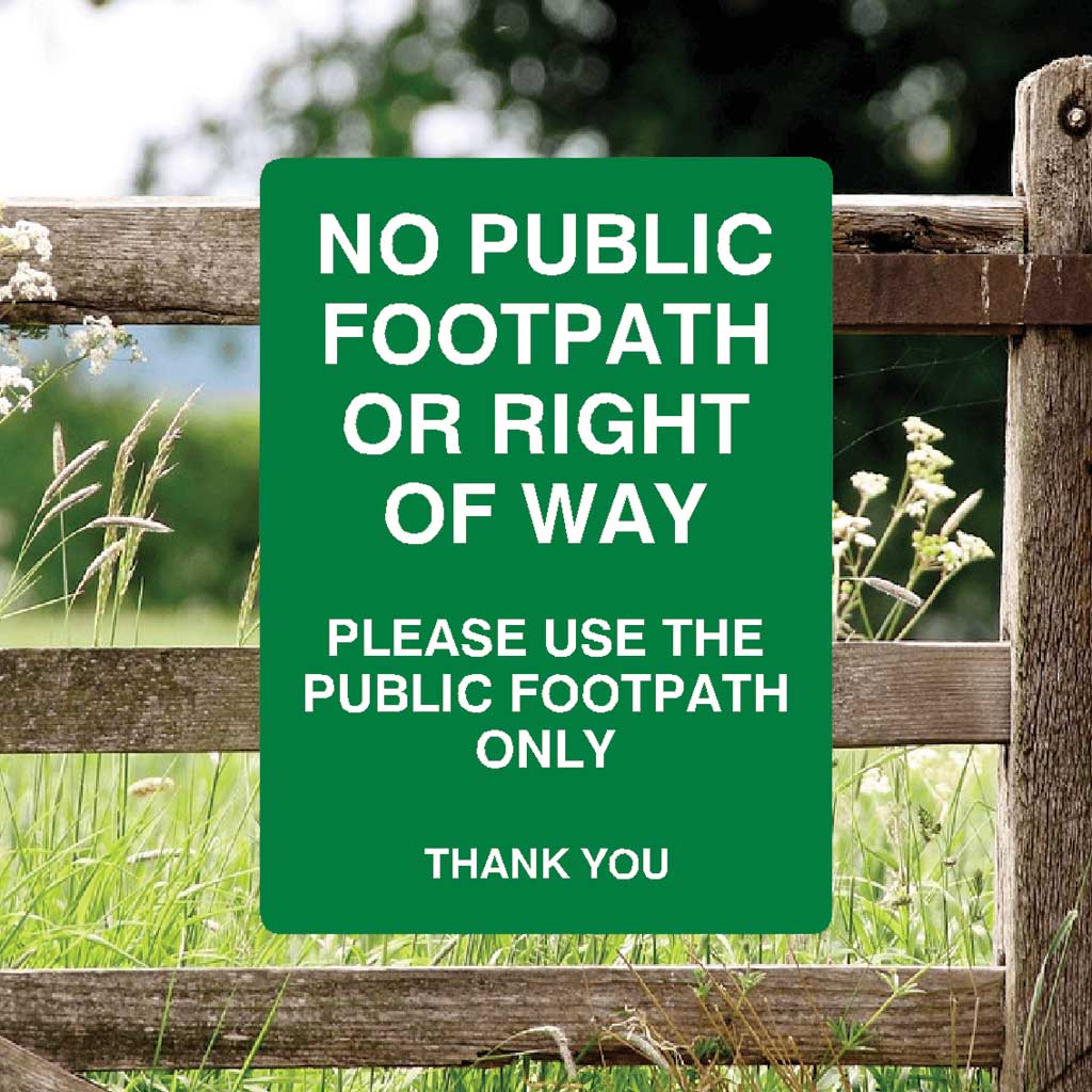 No Public Footpath Or Right Of Way Full Colour Sign Portrait - The Sign Shed