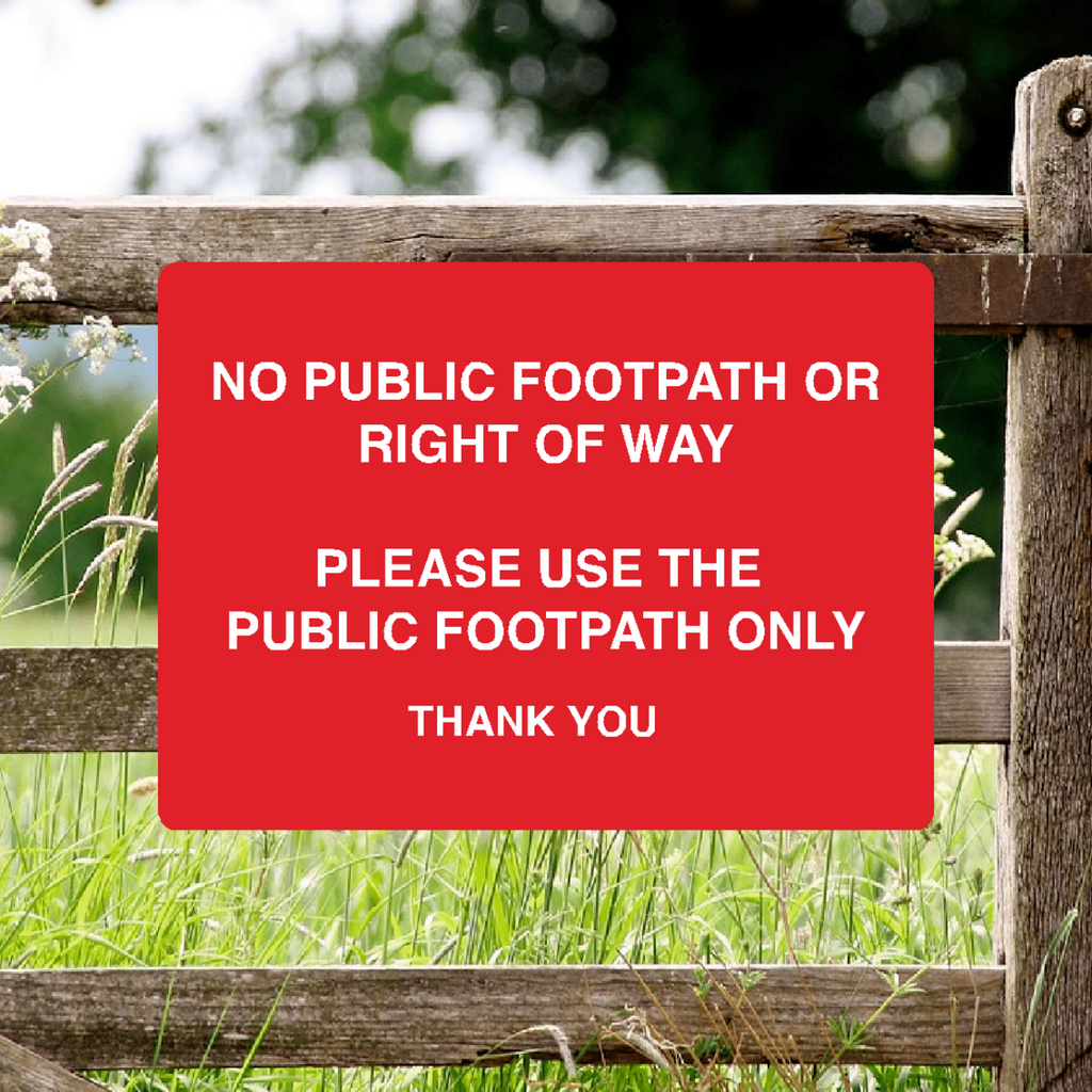 No Public Footpath Or Right Of Way Sign Red