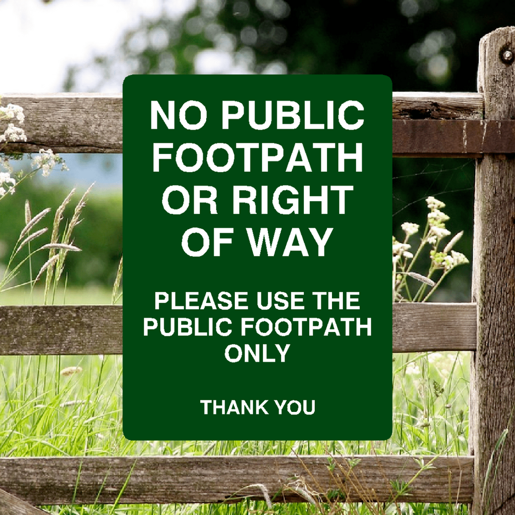 No Public Footpath Right Of Way Sign Green Portrait 