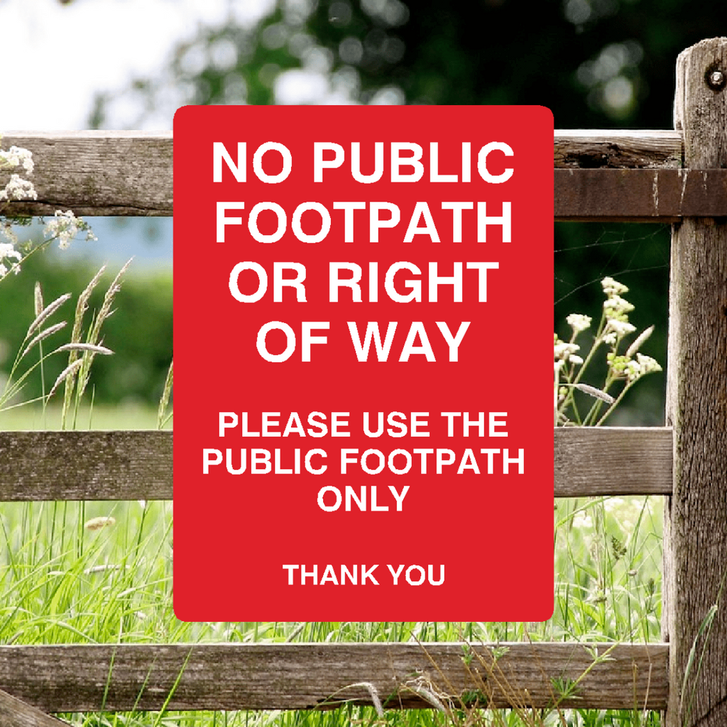 No Public Footpath Right Of Way Sign Red Portrait 