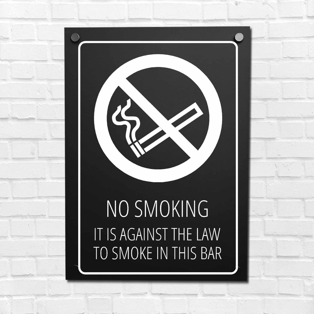 No Smoking Against The Law In This Bar Sign Midnight Black - The Sign Shed