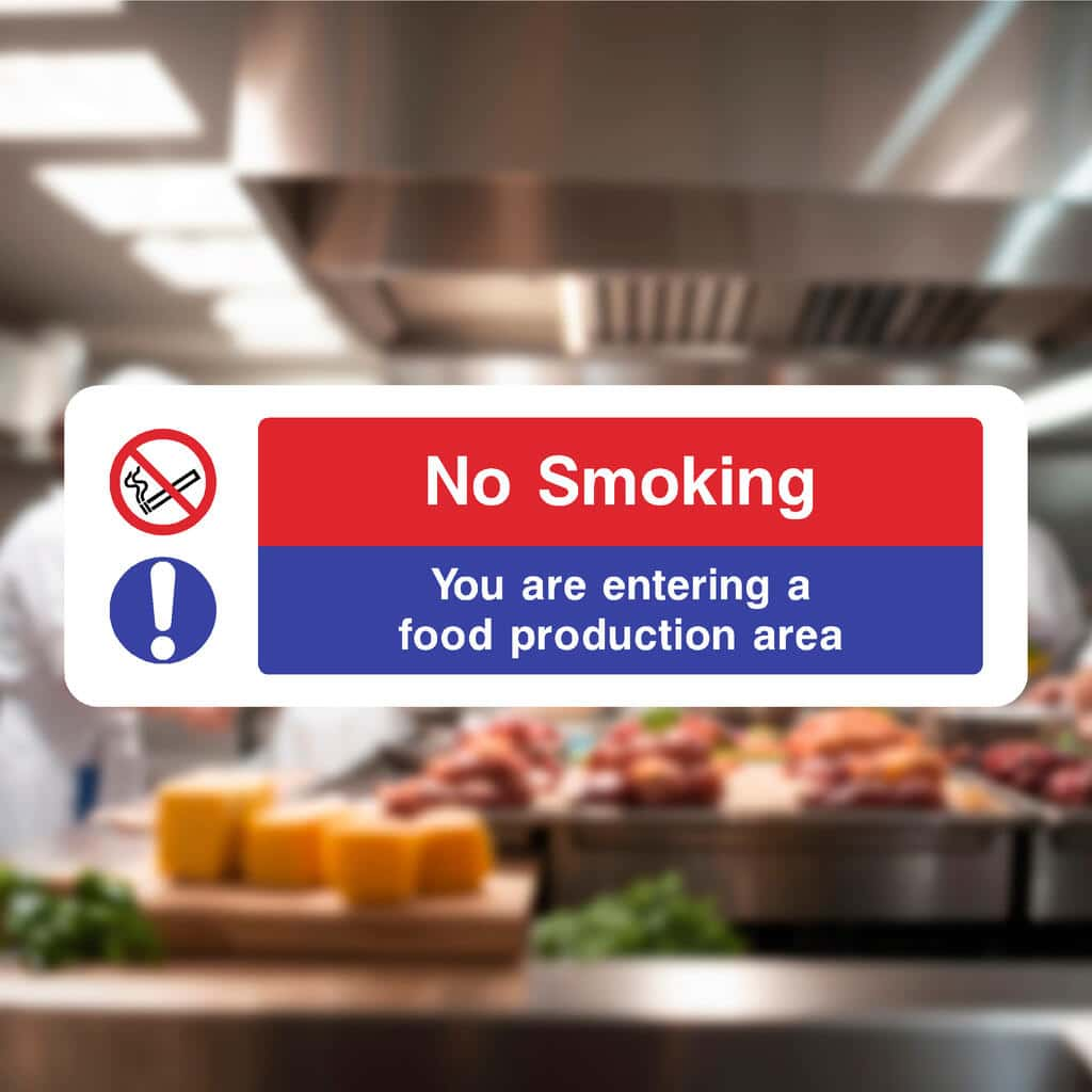 No Smoking Entering Food Production Area Sign - The Sign Shed