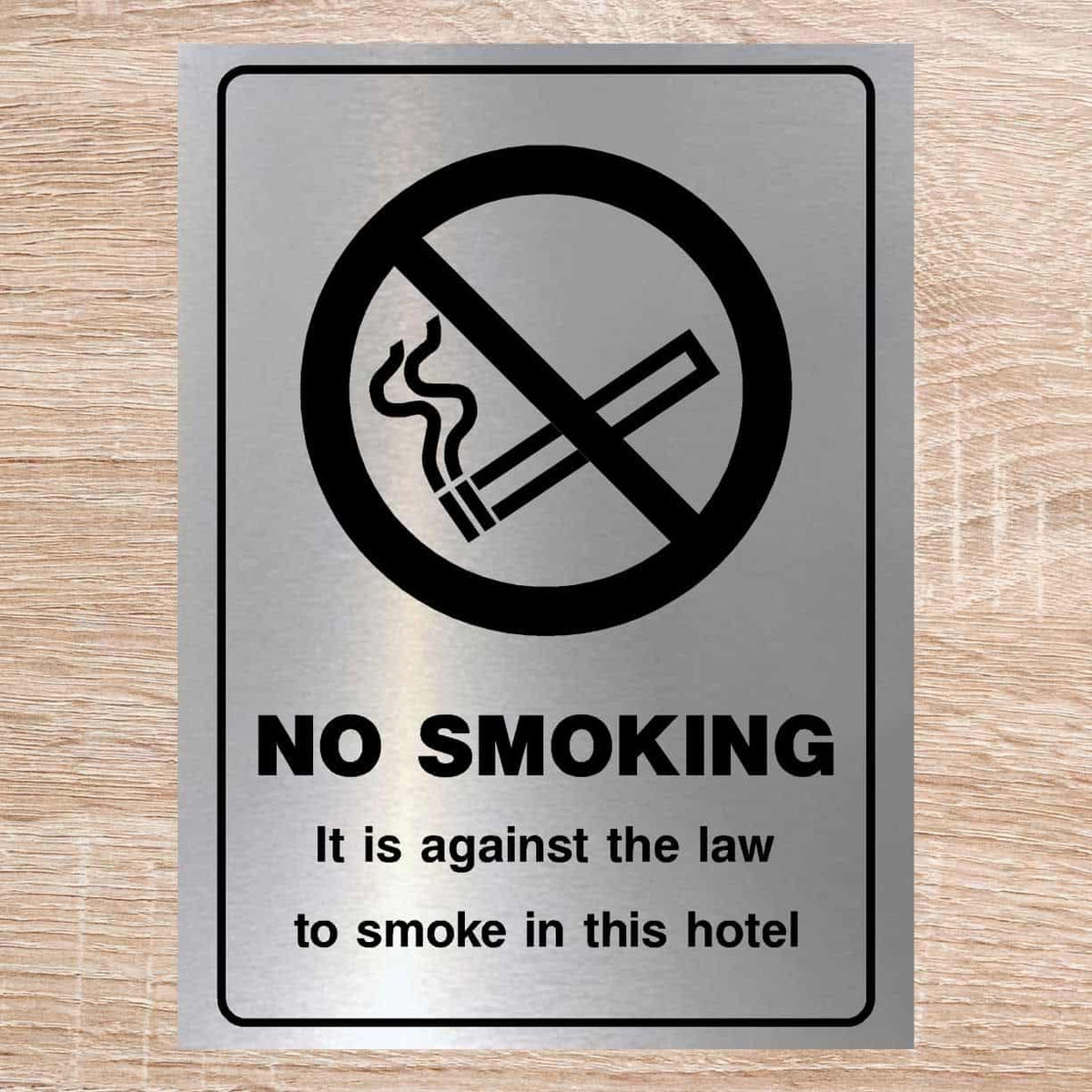 No Smoking Hotel Sign in Brushed Silver | Smoking Signs