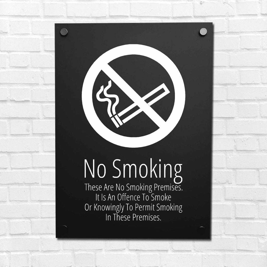 No Smoking Knowingly Permit In Premises Sign Midnight Black - The Sign Shed