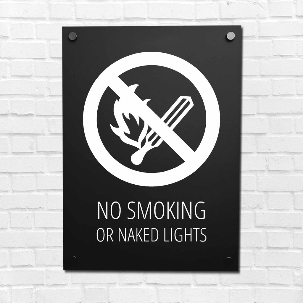 No Smoking Or Naked Lights Sign Midnight Black - The Sign Shed