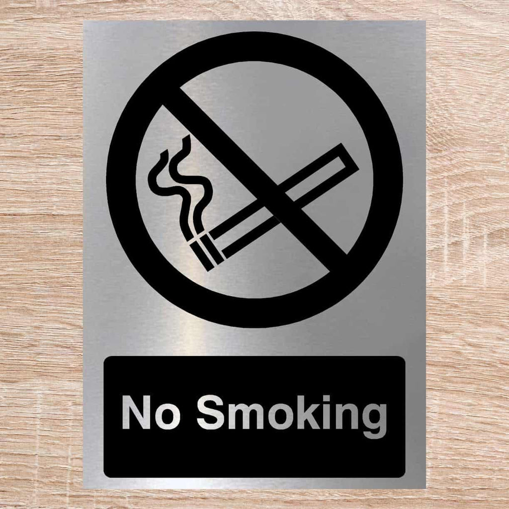 No Smoking Sign in Brushed Silver - The Sign Shed