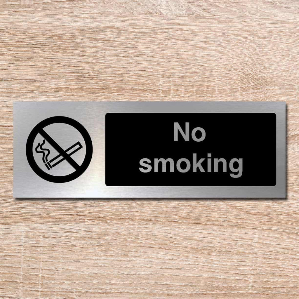 No Smoking Sign in Brushed Silver - The Sign Shed