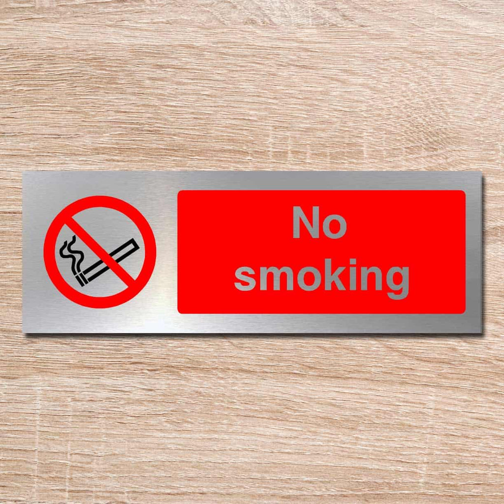 No Smoking Sign in Brushed Silver - The Sign Shed