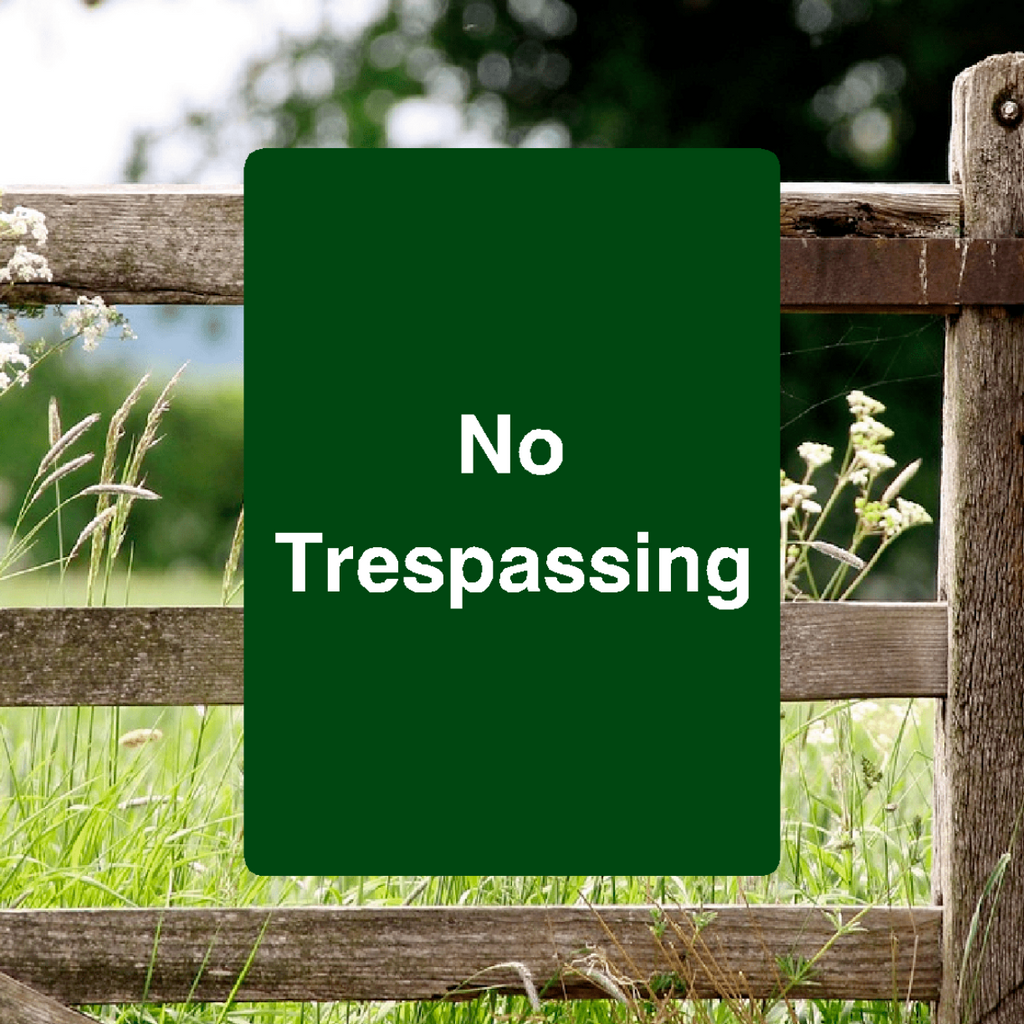 No Trespassing Sign Green Portrait 