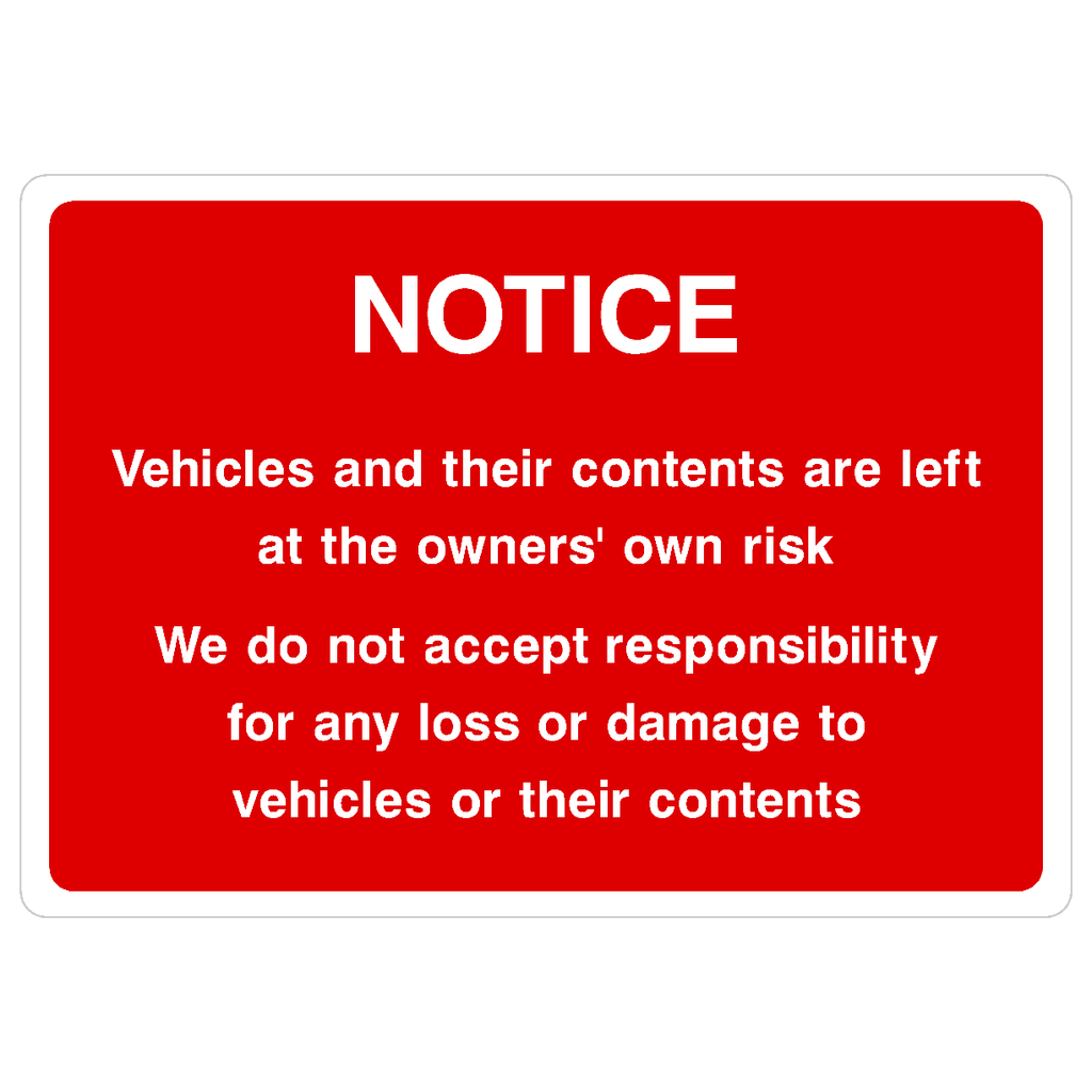 Parking Disclaimer Sign - The Sign Shed