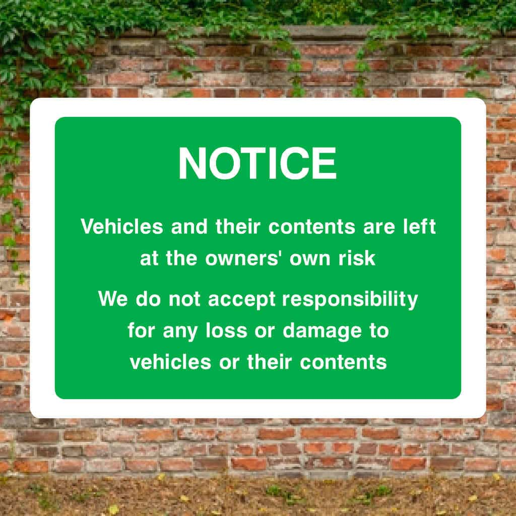 Parking Disclaimer Sign - The Sign Shed