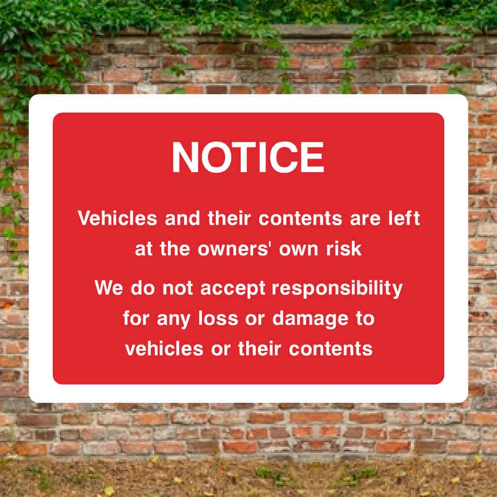 Parking Disclaimer Sign - The Sign Shed