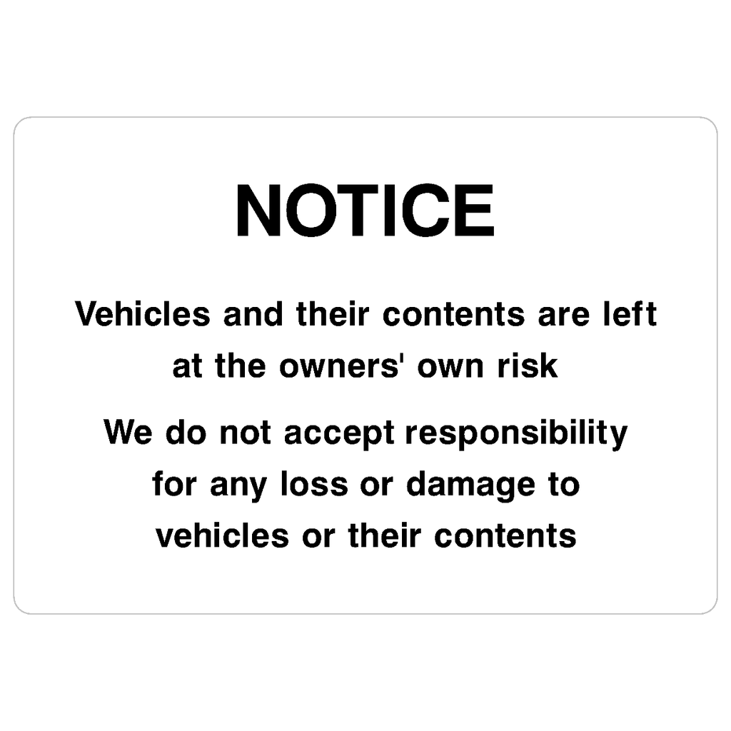 Parking Disclaimer Sign - The Sign Shed