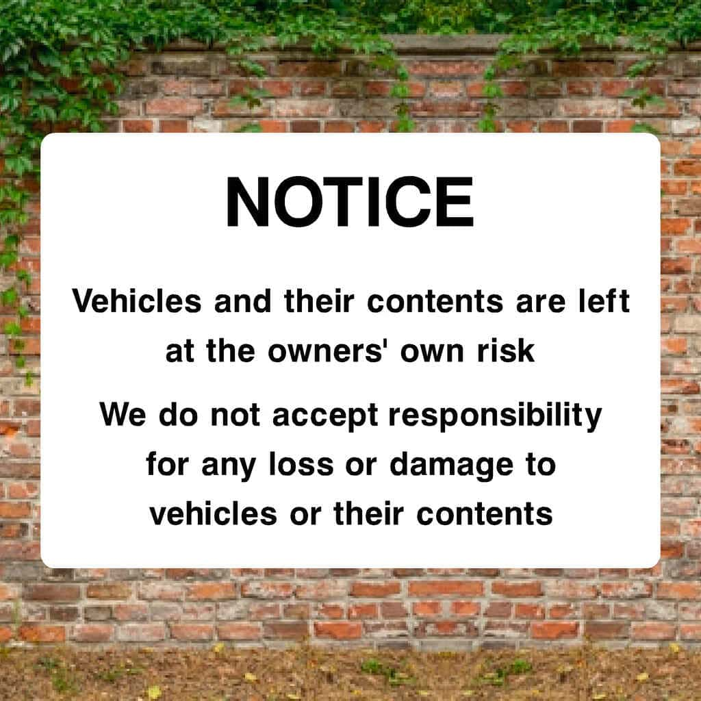 Parking Disclaimer Sign - The Sign Shed