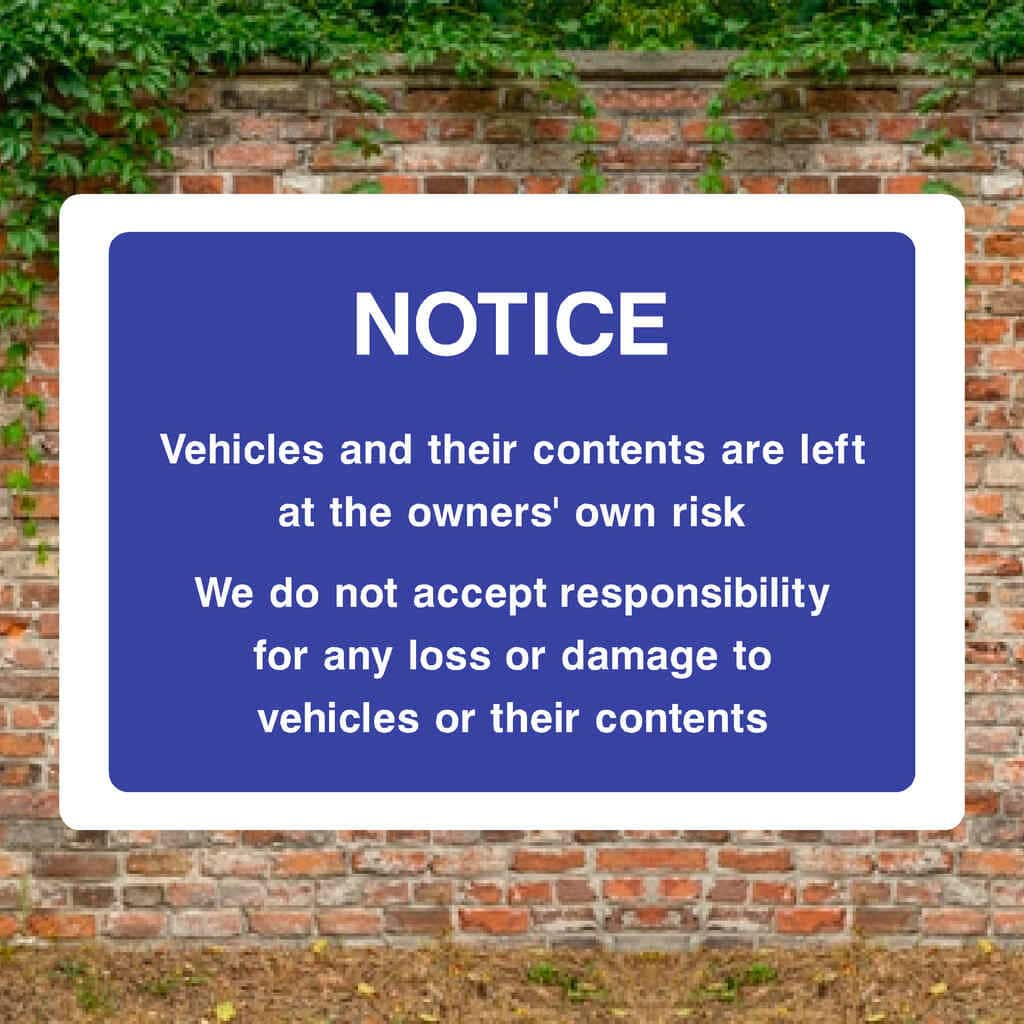 Parking Disclaimer Sign - The Sign Shed