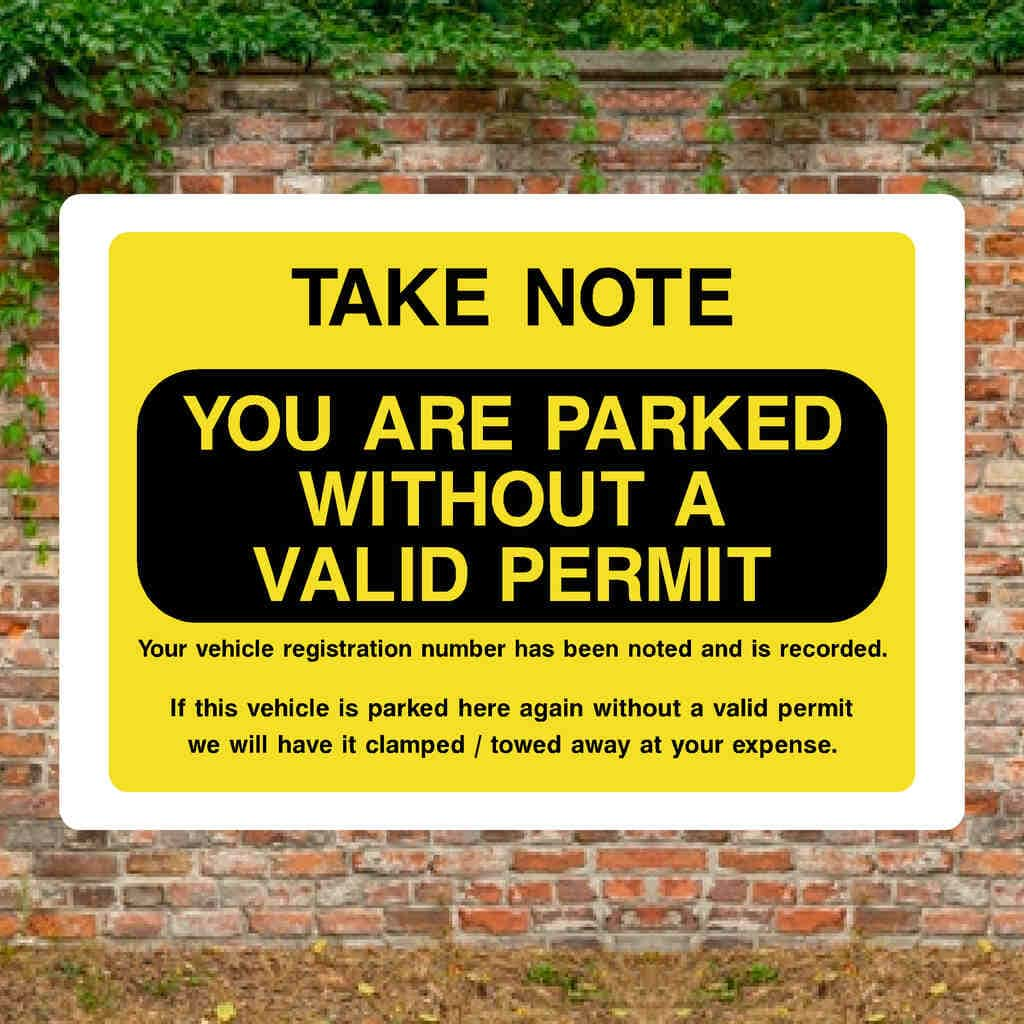 Parking Without Valid Permit Sign - The Sign Shed