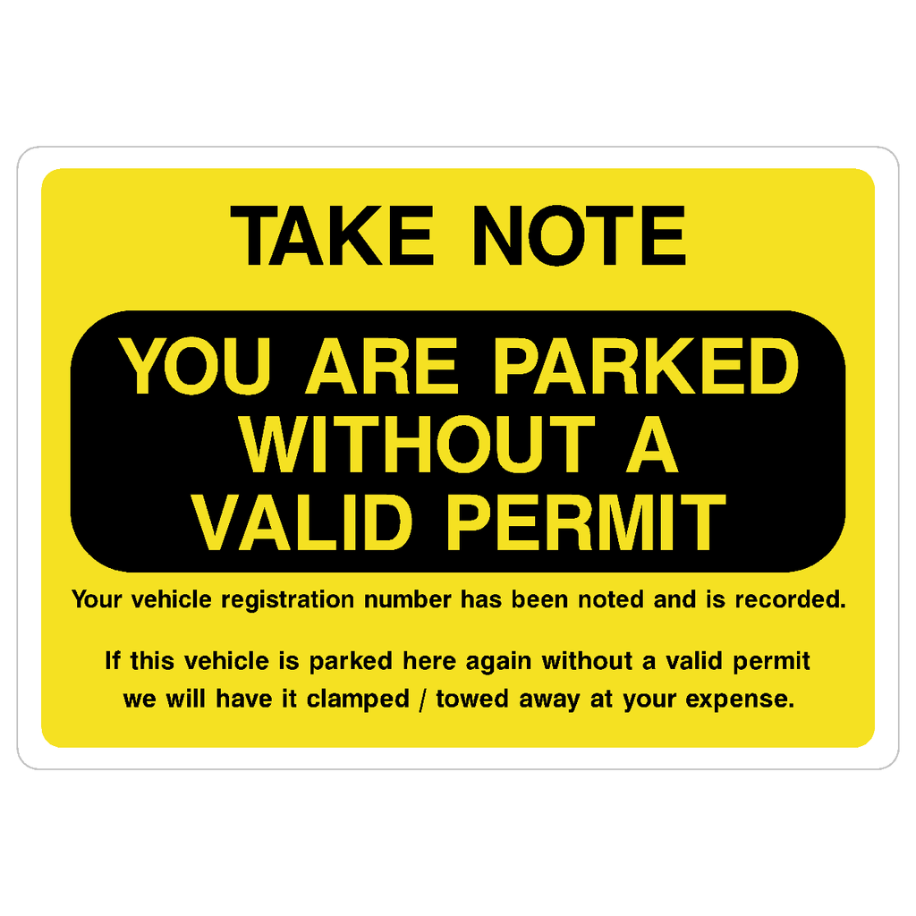 Parking Without Valid Permit Sign - The Sign Shed